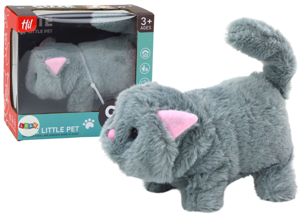 Plush Interactive Animal Kitten Walks And Meows Gray