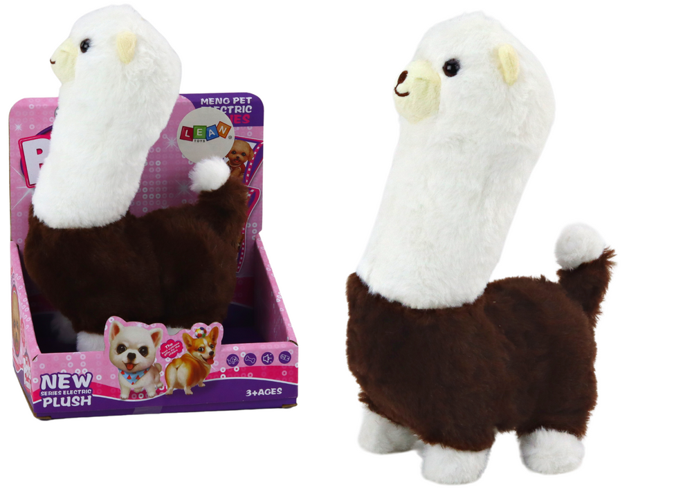 Interactive Running Game Pet Llama Alpaca Brown 23cm