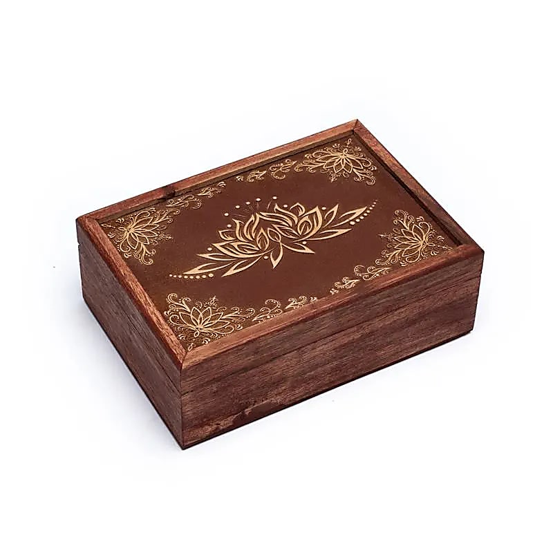 Cutie Tarot Lemn Lotus - 17,5x13x6,5 Cm