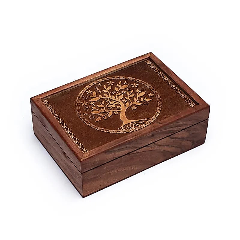 Caixa de Tarô Árvore da Vida Gravada - 17,5x13x6,5 Cm