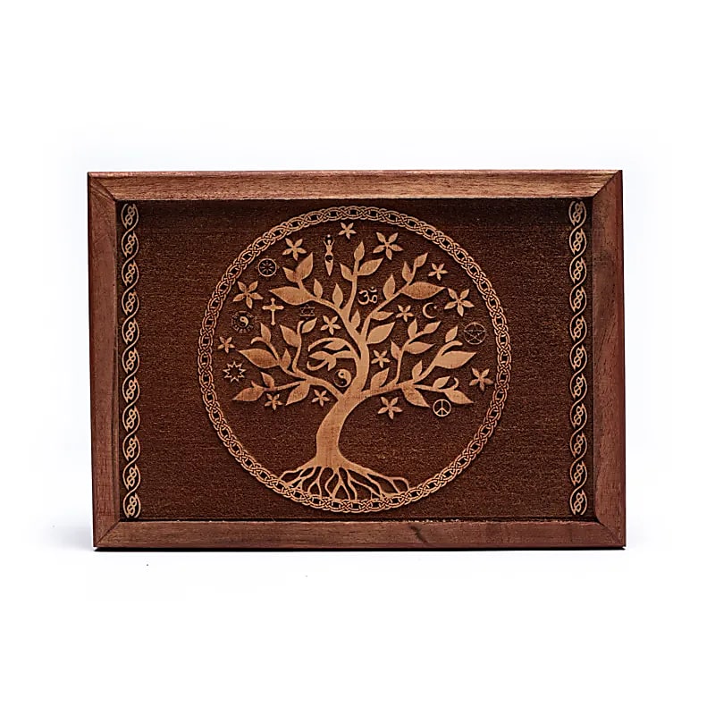 Caixa de Tarô Árvore da Vida Gravada - 17,5x13x6,5 Cm