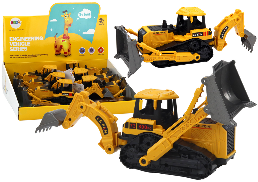 Excavator pe șenile Vehicul de construcție 2 găleți Galben
