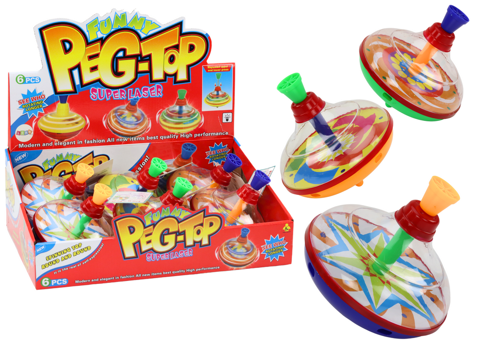 Spinning Top For Children Traditional Spinning 15cm X 14cm 3 Patterns