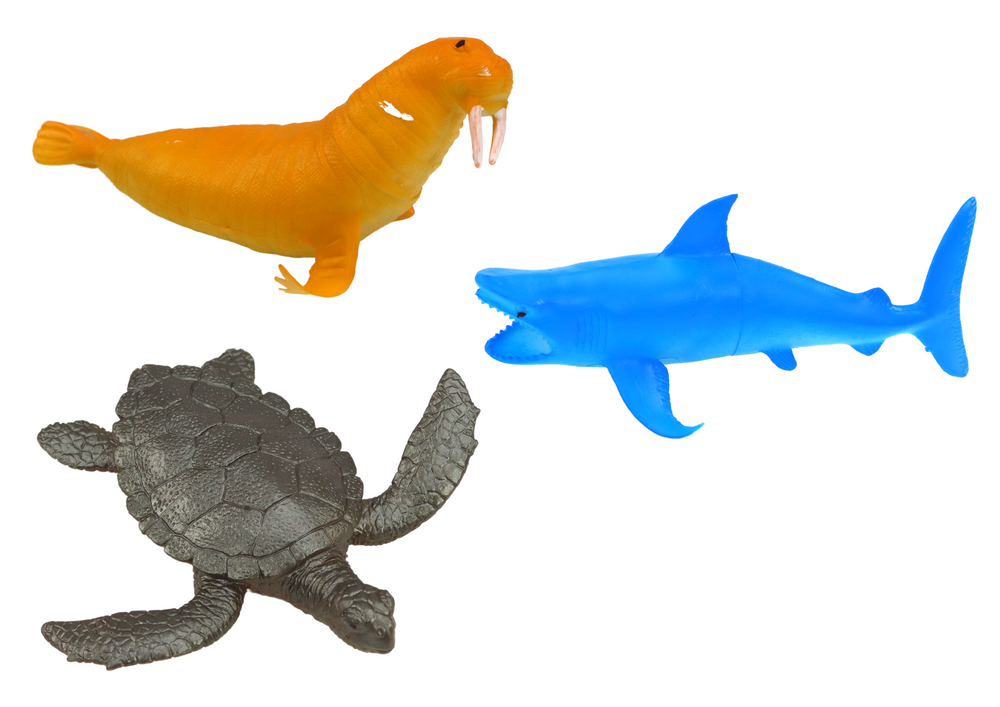 Set Of Figures Sea Animals Underwater Penguin Shark Crab 10 Pcs.