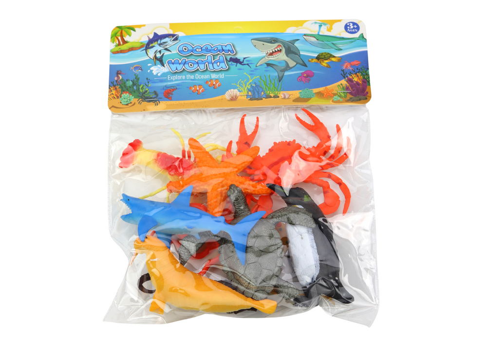 Set Of Figures Sea Animals Underwater Penguin Shark Crab 10 Pcs.