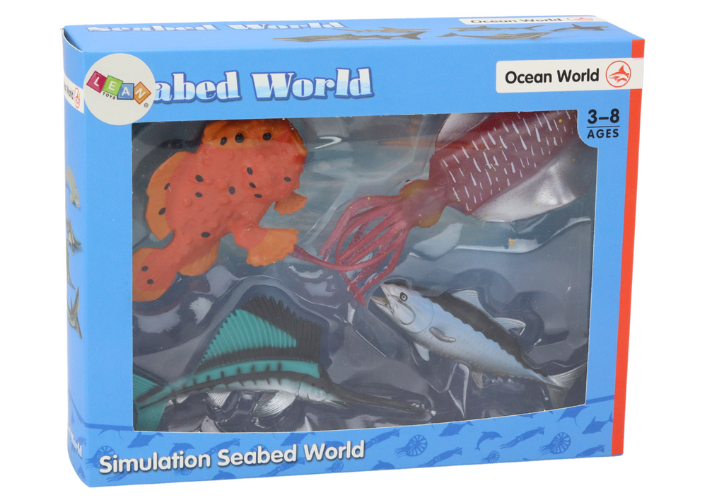 Set Of Figures Sea Animals Ocean Fish Squid 4 Pieces