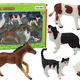 Conjunto de figuras de animais rurais 5 peças cavalo vaca gato ganso cachorro