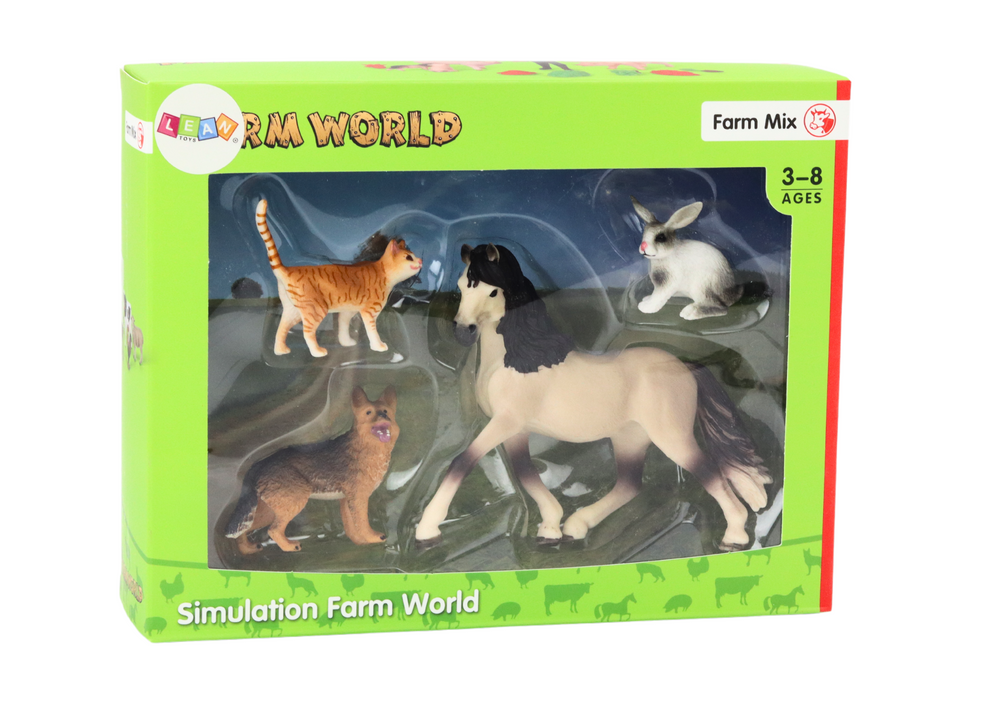 Set Of Pet Figures Horse Dog Rabbit Cat 4 Pieces