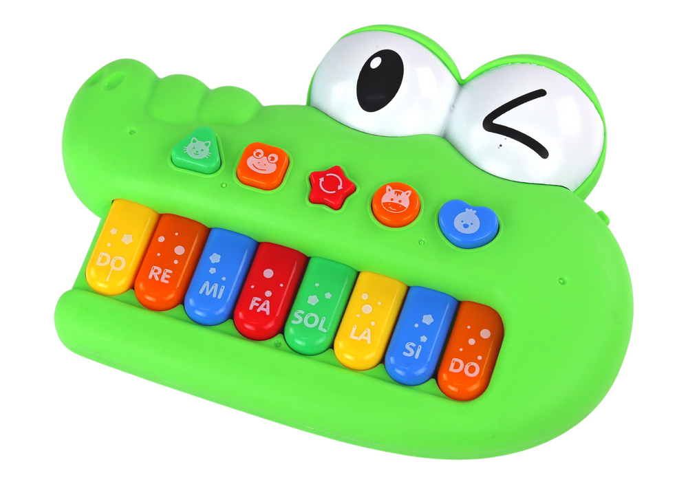 Educational Musical Piano Organ Green Crocodile Sounds Of Light
