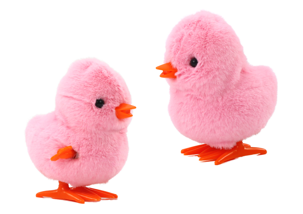 Jumping Chicken Wind-up Plush Toy Decoration Pink
