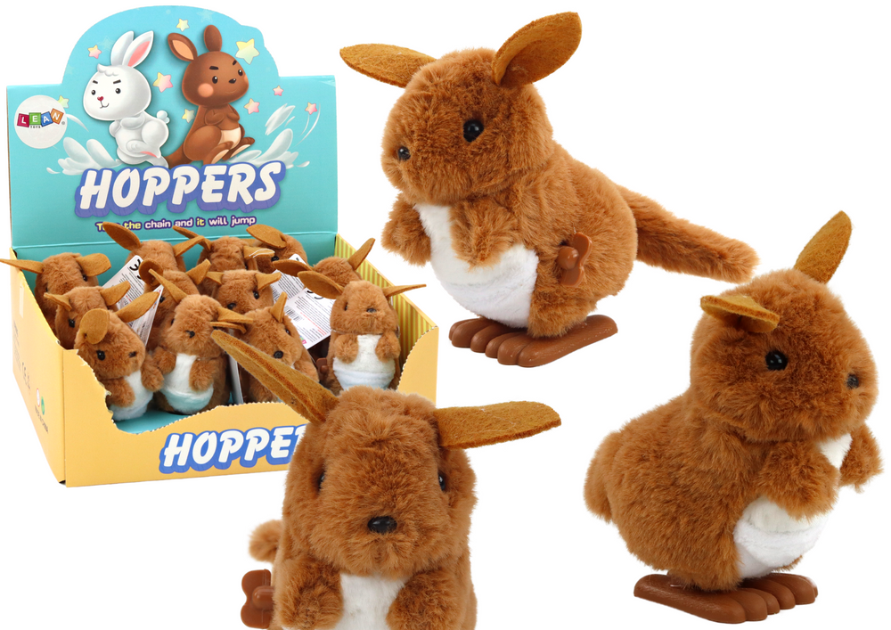 Jumping Kangaroo Wind-up Plush Toy Decoration Brown