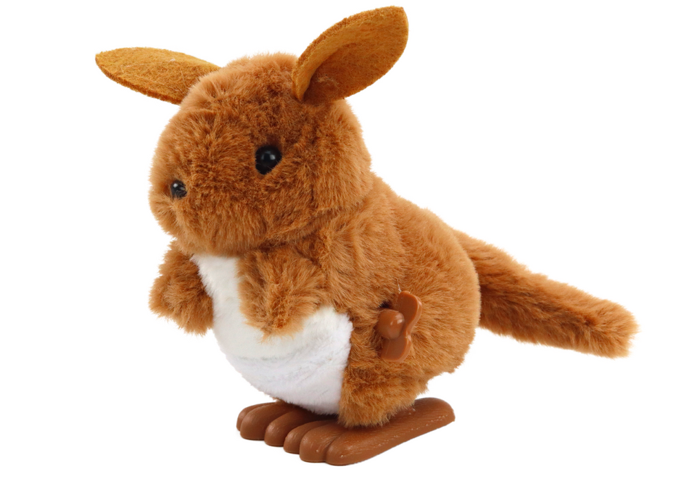 Jumping Kangaroo Wind-up Plush Toy Decoration Brown