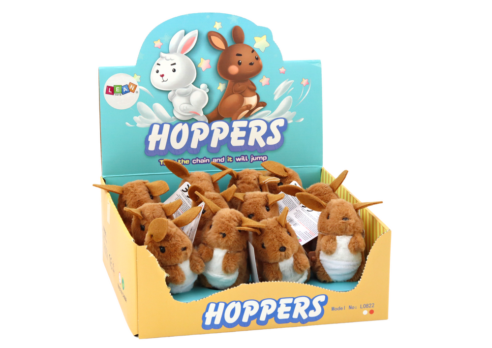 Jumping Kangaroo Wind-up Plush Toy Decoration Brown