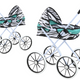 Doll Stroller Large Wheels Foldable Zebra Turquoise