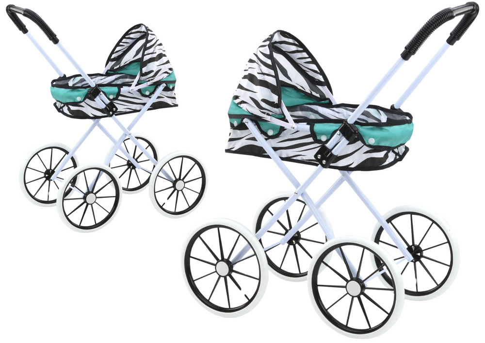 Dukkevogn Store Hjul Sammenfoldelig Zebra Turkis
