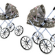 Doll Stroller Large Wheels Foldable Stars Gray