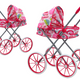 Doll Stroller Large Wheels Foldable Pink Patterns