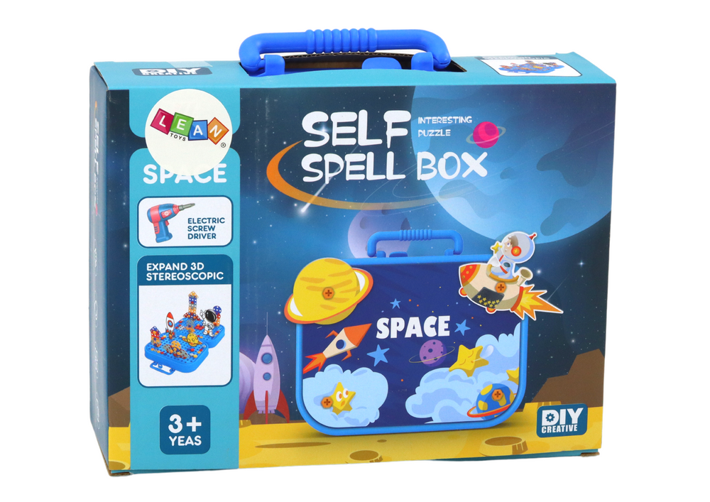 Suitcase Set Diy Puzzle Blocks Space Screwdriver 228 Pieces.