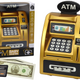 Atm Piggy Bank For Children Learning To Save Gold Black
