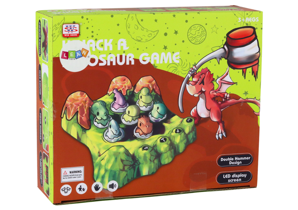 Wack-a-mole Game Dinosaurs Board Two Hammers Green Lights Sounds