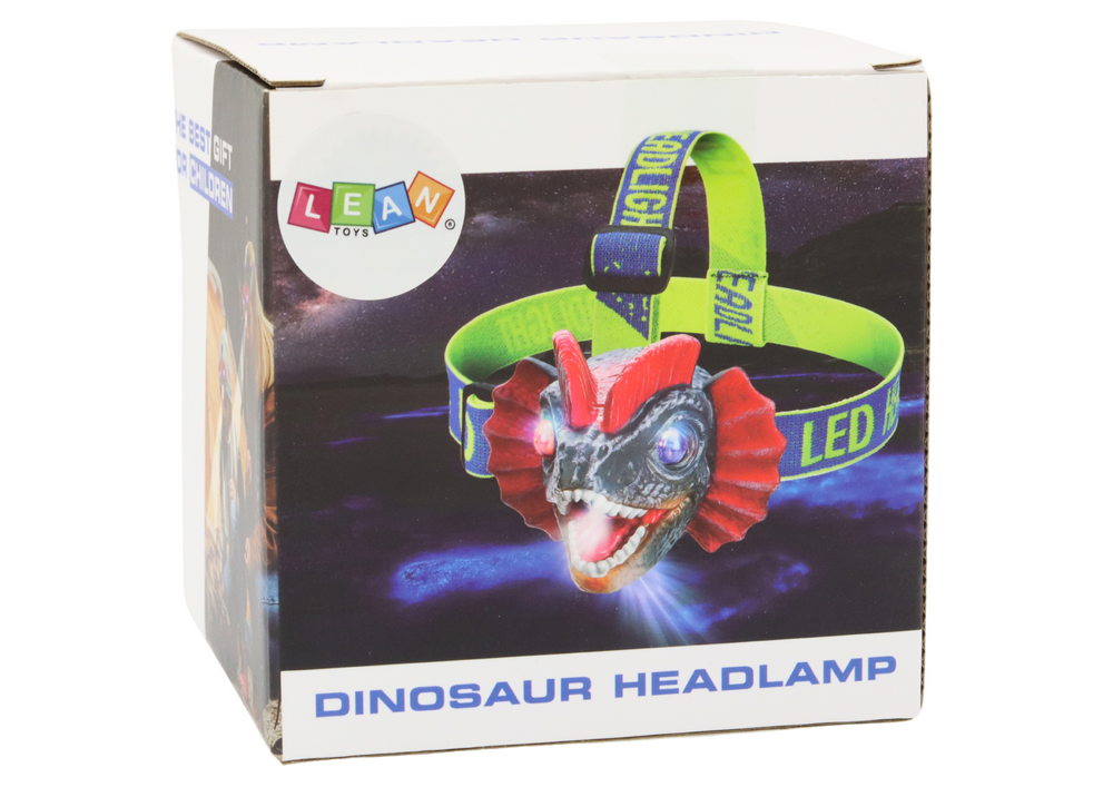 Dinosaur Headlamp Flashlight Adjustable Headband 3 Leds