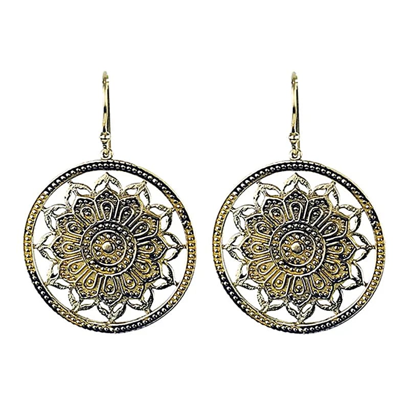Náušnice Lotus Mandala Brass Golden --balení 2 ks - 3,5 cm
