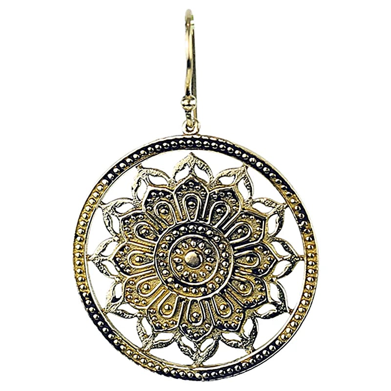 Náušnice Lotus Mandala Brass Golden --balení 2 ks - 3,5 cm