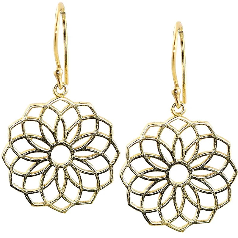 Earrings Seed Of Life Brass Gold Colour --package Of 3 Pcs - 2.5 Cm
