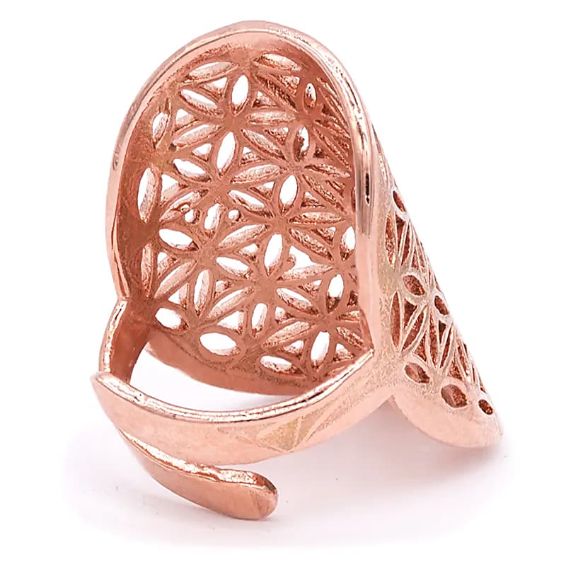 Ring Flower Of Life Brass Copper Colour --package Of 2 Pcs - 3x2 Cm