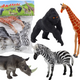 Set Of African Animal Figurines 4 Pieces Giraffe Gorilla