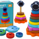 Pyramid Sorter Wooden Pyramid Puzzle Planets Space 10 Pieces.