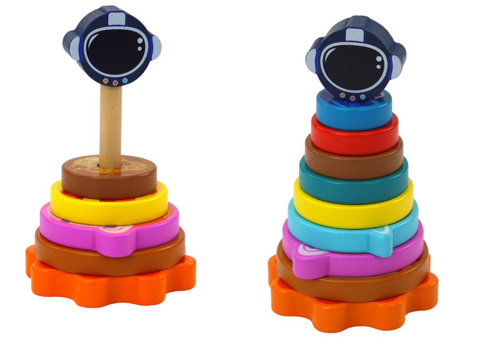 Pyramid Sorter Wooden Pyramid Puzzle Planets Space 10 Pieces.