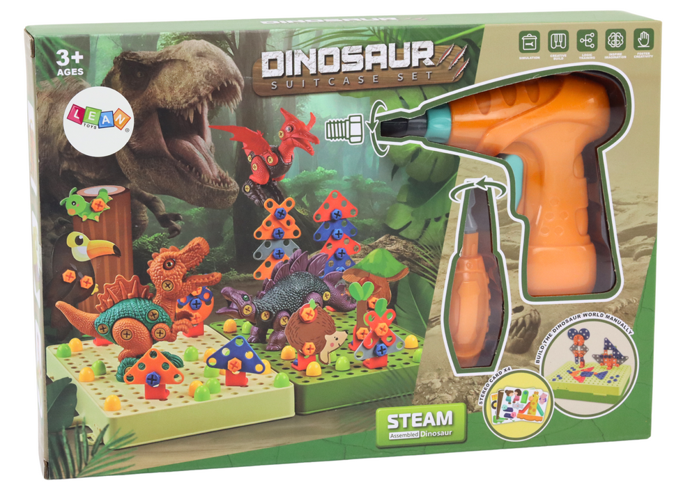3d Construction Puzzle Blocks Diy Dinosaurs Disassembly Drill