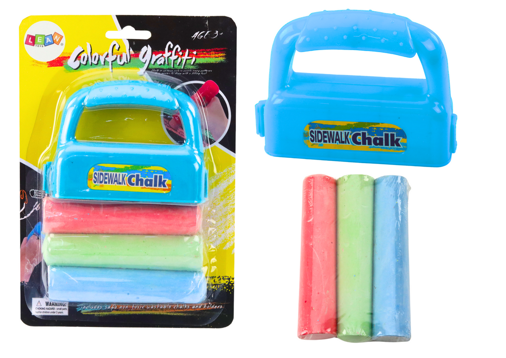 Set Of Chalks With Handle Thick Sidewalk Chalk Blue 3 Pcs