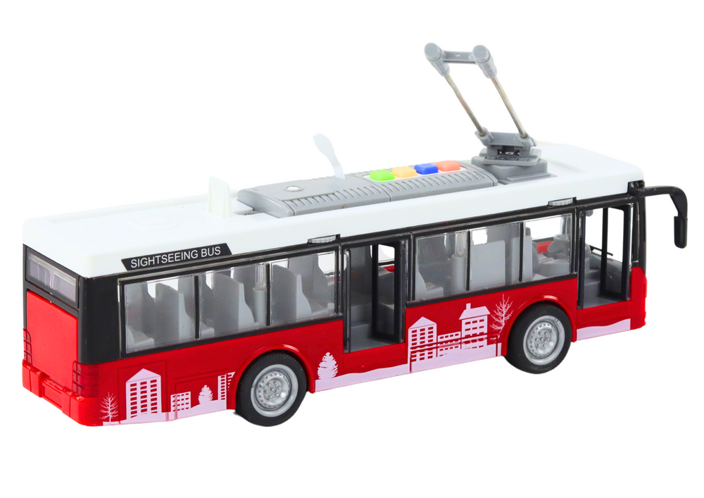 Trolleybus Bus 1:16 Lights Sounds Drive White And Red