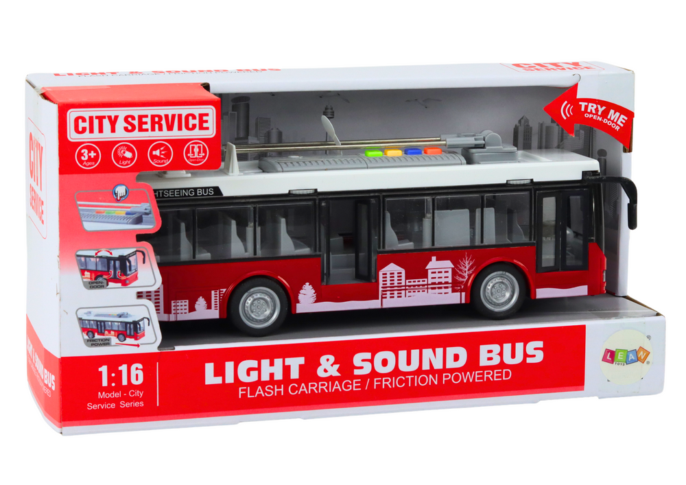 Trólebus Ônibus 1:16 Luzes Sons Drive Branco E Vermelho