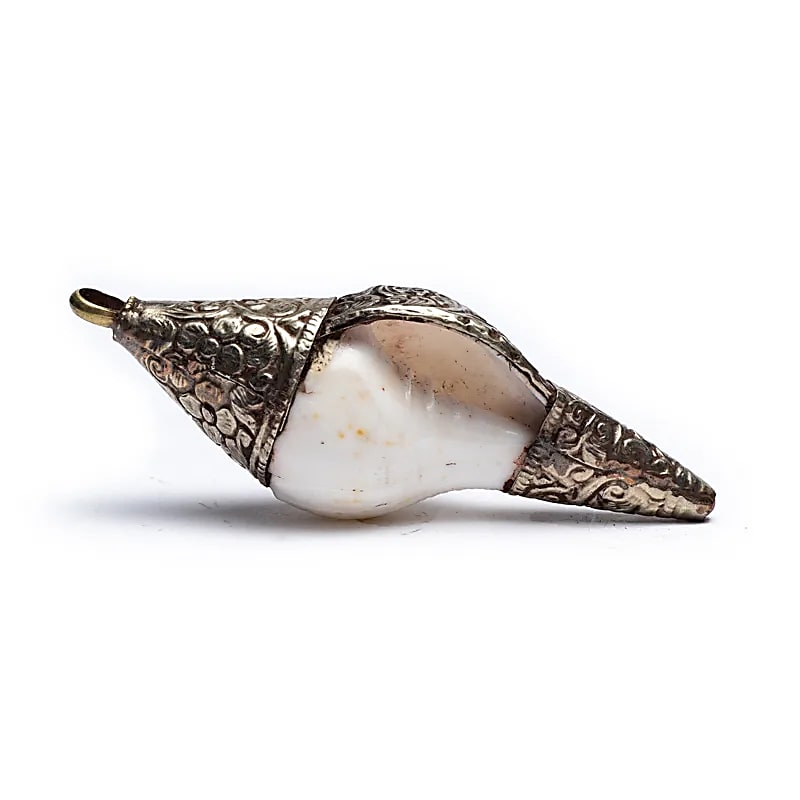 Pandantiv Ritual Shell Cu Metal Alb - 7 Cm Set 2 Buc