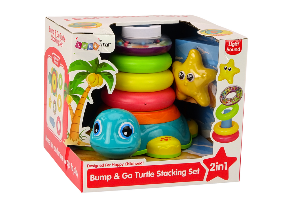 Pyramid Riding Turtle 2in1 Puzzle Wheels Lights Sounds