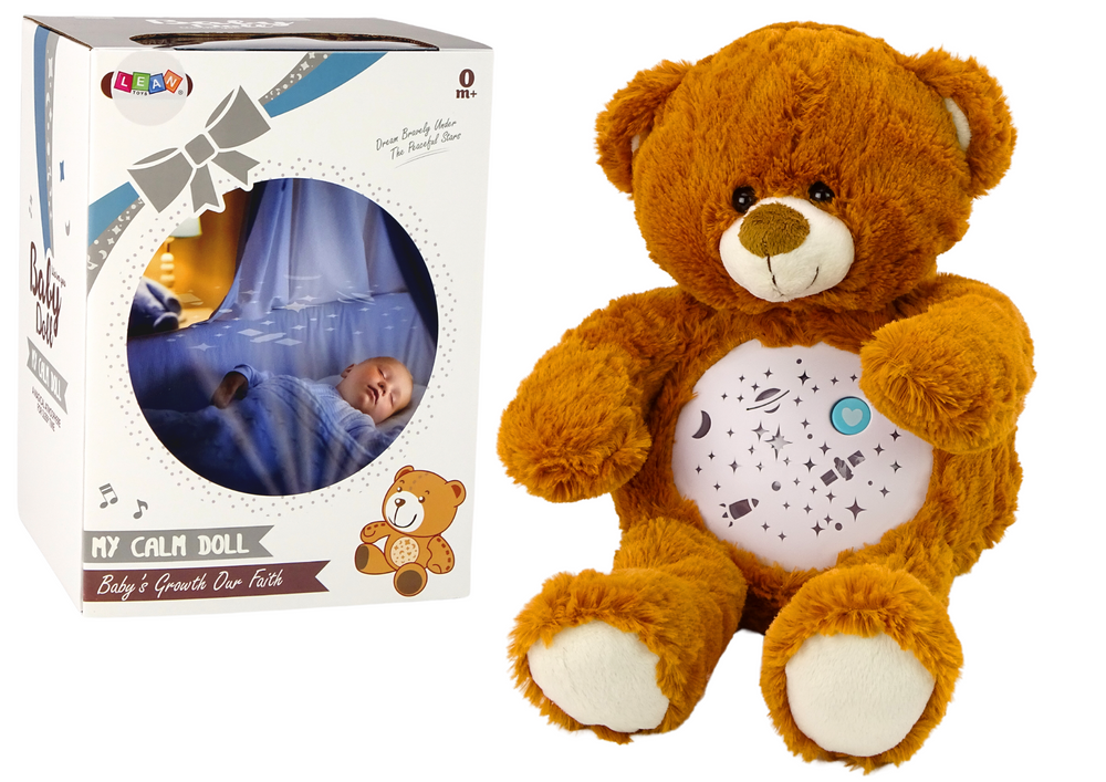 Teddy Bear Sleeping Lights Sounds Night And Day Mode Brown