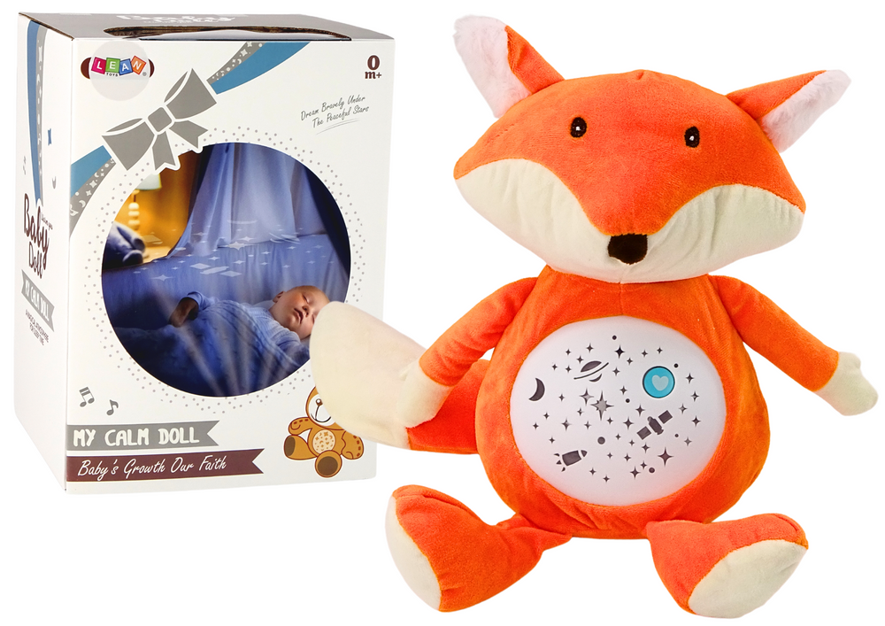 Plush Teddy Bear Sleeping Lights Sounds Night And Day Mode Fox