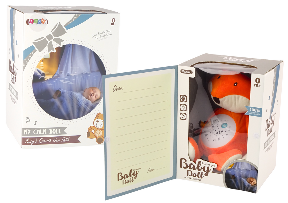 Plush Teddy Bear Sleeping Lights Sounds Night And Day Mode Fox