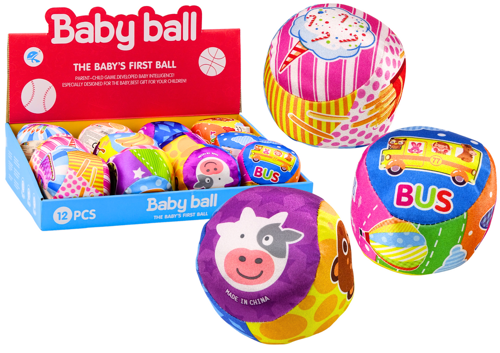 Soft Ball With Rattle Colorful Ball Animals Fruits 10cm Mix
