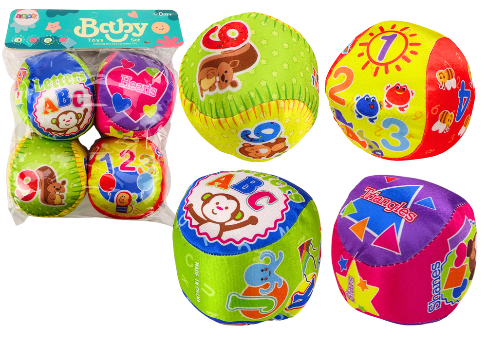 Set Of Soft Balls Colorful Educational Rattle Balls 4 Pcs.
