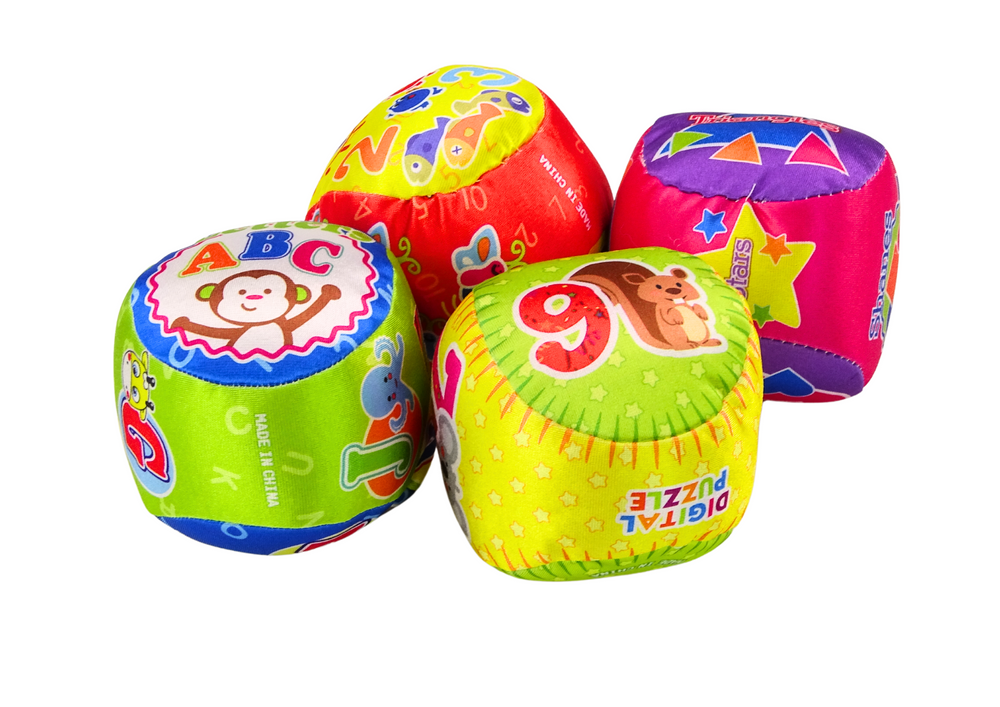Set Of Soft Balls Colorful Educational Rattle Balls 4 Pcs.