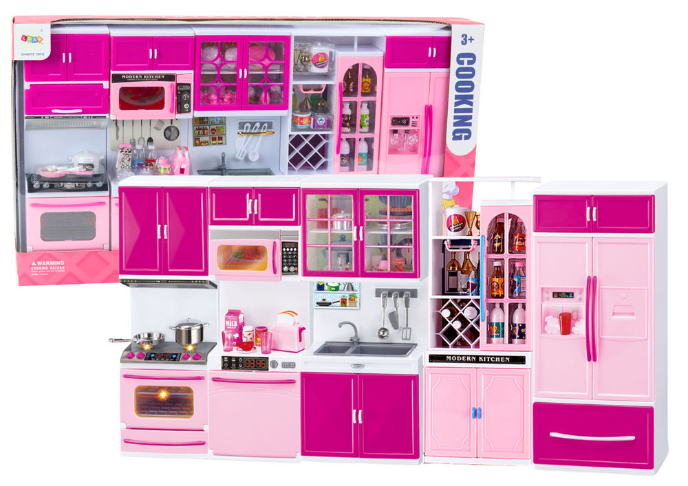 Kitchen Furniture Set For Dolls Fridge Stove Accessories Pink
