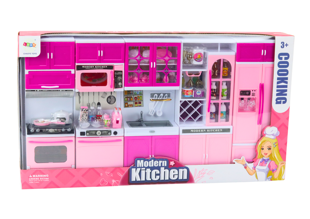 Kitchen Furniture Set For Dolls Fridge Stove Accessories Pink