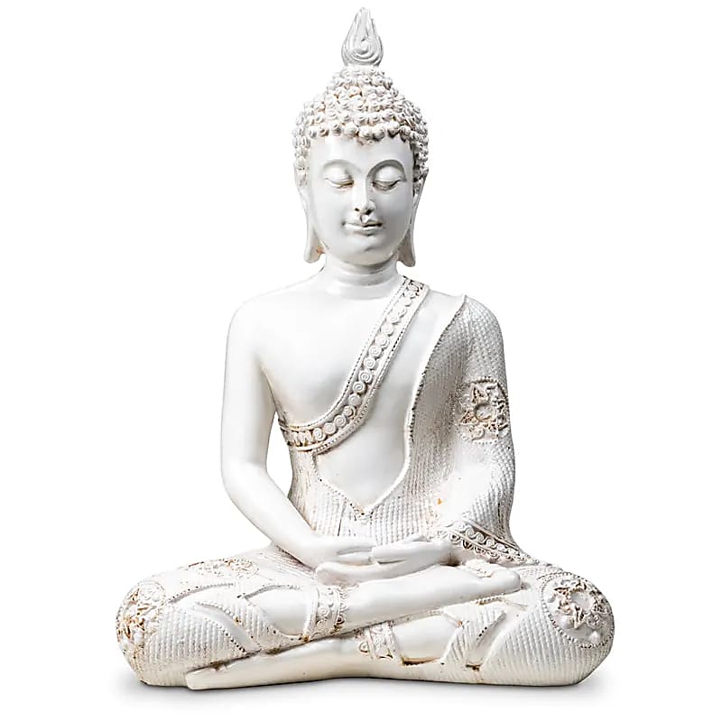 Buddha i Meditation Vit Thailand - 694 G; 20x11x27,5 cm