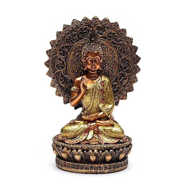 Buddha Ujištění S Aurou A Trůnem - 356 G; 12,8 x 8 x 18,5 cm