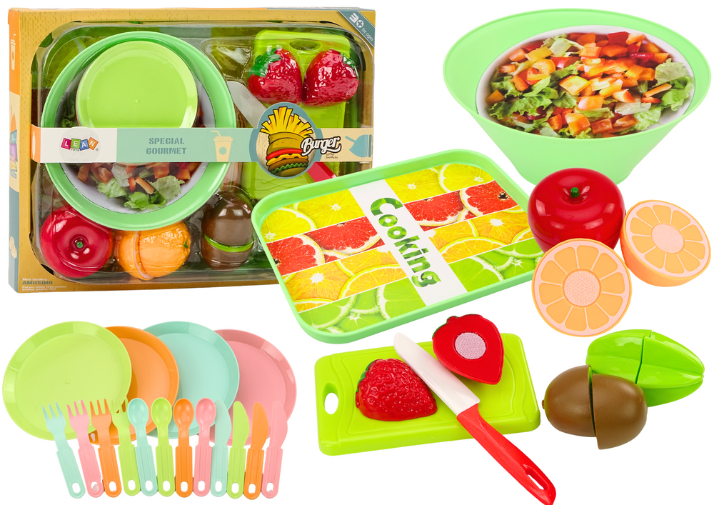 Fruit Cutting Set Salad Cutlery Tray Foodstuffs 25 Pcs.