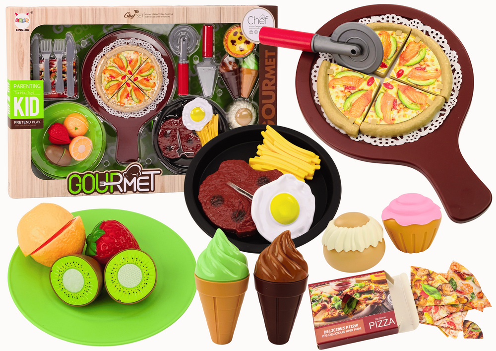 Snabbmatsset Frukt Biff Glass Tillbehör Pizza Pommes frites 26 St.